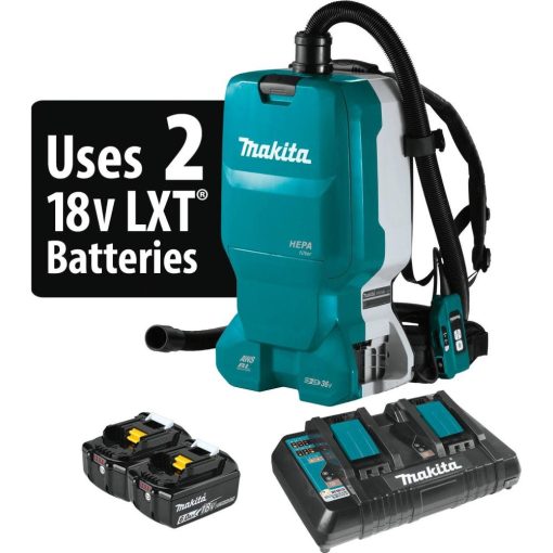 18V X2 LXT® Lithium-Ion (36V) Brushless Cordless 1.6 Gallon HEPA Filter Backpack Dry Dust Extractor Kit, AWS™ Capable (5.0 Ah)