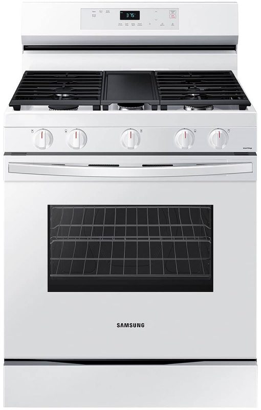 Samsung 6 Cu. Ft. White Smart Freestanding Gas Range With Integrated Griddle