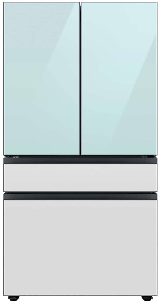 Samsung ADA 23 Cu. Ft. Morning Blue Glass Top Panel With White Glass Middle And Bottom Panels BESPOKE Counter Depth 4-Door French Door Refrigerator With Beverage Center