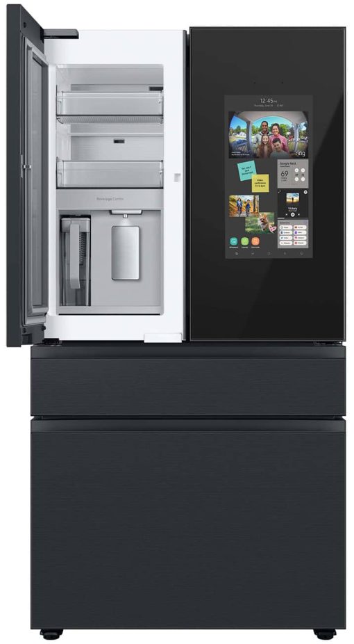 Samsung 23 Cu. Ft. BESPOKE Counter Depth 4Door French Door Refrigerator - Charcoal Glass Top Left And Family Hub Panels With Matte Black Steel Middle And Bottom Panels - - Image 6