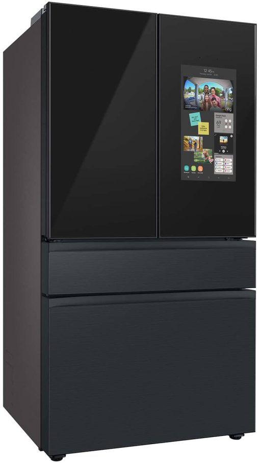 Samsung 23 Cu. Ft. BESPOKE Counter Depth 4Door French Door Refrigerator - Charcoal Glass Top Left And Family Hub Panels With Matte Black Steel Middle And Bottom Panels - - Image 5