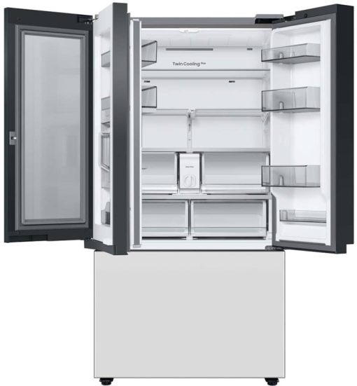Samsung ADA 24 Cu. Ft. White Glass BESPOKE Counter-Depth 3-Door French Door Refrigerator With Beverage Center - Image 3