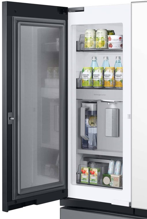 Samsung 24 Cu. Ft. White Glass Top And Family Hub Panels With Matte Gray Glass Bottom Panel BESPOKE Counter-Depth 3-Door French Door Refrigerator - Image 7
