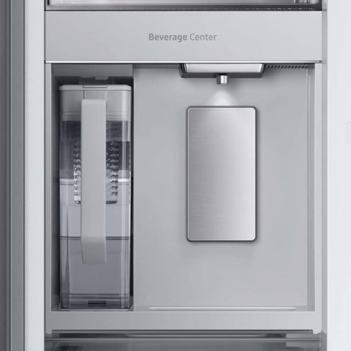Samsung 24 Cu. Ft. White Glass Top And Family Hub Panels With Matte Gray Glass Bottom Panel BESPOKE Counter-Depth 3-Door French Door Refrigerator - Image 8