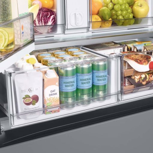 Samsung 24 Cu. Ft. White Glass Top And Family Hub Panels With Matte Gray Glass Bottom Panel BESPOKE Counter-Depth 3-Door French Door Refrigerator - Image 13