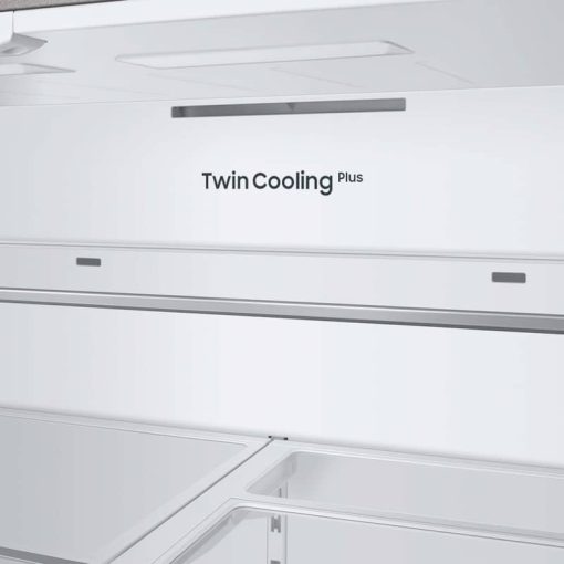 Samsung 24 Cu. Ft. White Glass Top And Family Hub Panels With Matte Gray Glass Bottom Panel BESPOKE Counter-Depth 3-Door French Door Refrigerator - Image 11