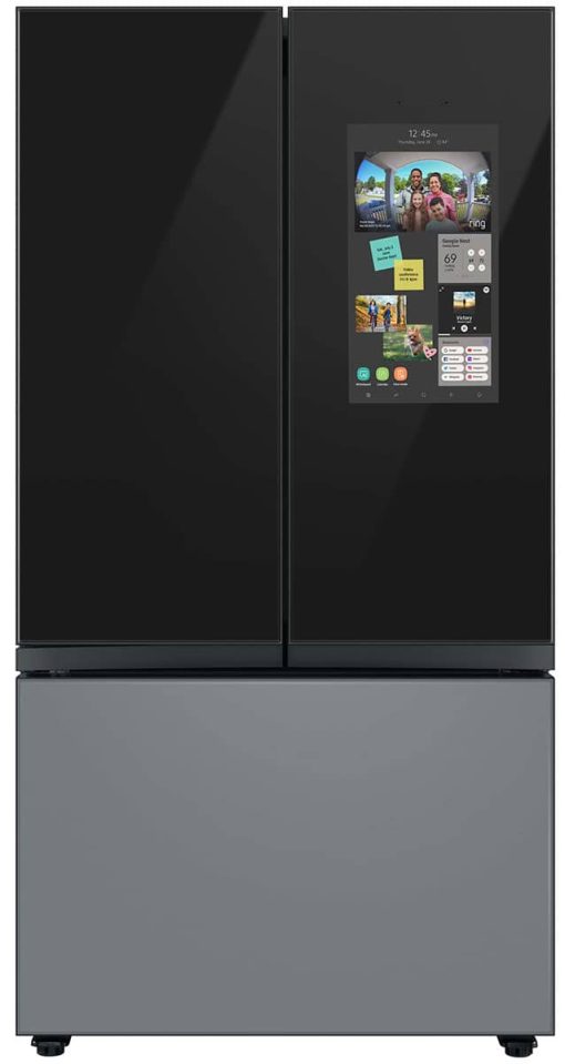 Samsung 24 Cu. Ft. Custom Panel-Ready With Charcoal Glass Family Hub Panel BESPOKE Counter-Depth 3-Door French Door Refrigerator