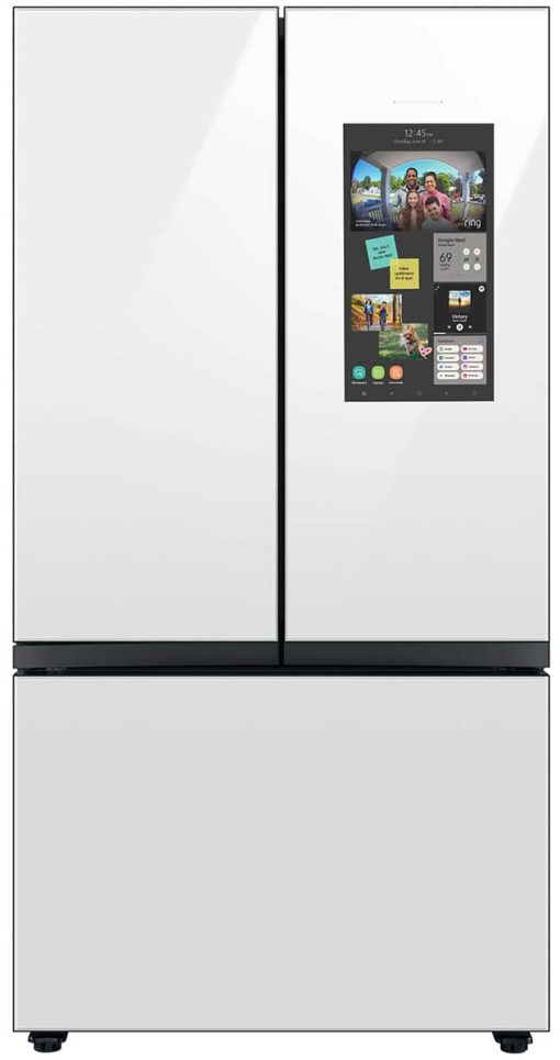 Samsung 24 Cu. Ft. Custom Panel-Ready With White Glass Family Hub Panel BESPOKE Counter-Depth 3-Door French Door Refrigerator