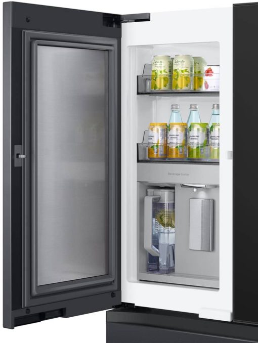 Samsung 29 Cu. Ft. Charcoal Glass Top And Family Hub Panels With Matte Black Steel Middle And Bottom Panels BESPOKE 4Door French Door Refrigerator - - Image 7