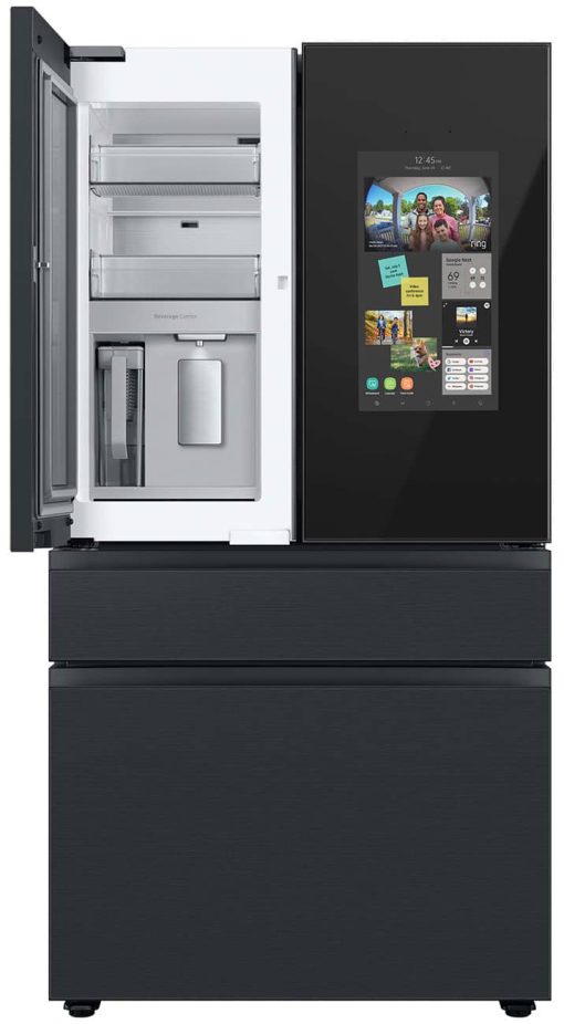 Samsung 29 Cu. Ft. Charcoal Glass Top And Family Hub Panels With Matte Black Steel Middle And Bottom Panels BESPOKE 4Door French Door Refrigerator - - Image 6