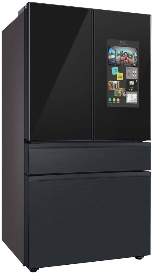 Samsung 29 Cu. Ft. Charcoal Glass Top And Family Hub Panels With Matte Black Steel Middle And Bottom Panels BESPOKE 4Door French Door Refrigerator - - Image 5