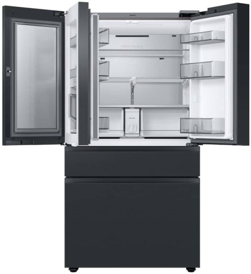 Samsung 29 Cu. Ft. Charcoal Glass Top And Family Hub Panels With Matte Black Steel Middle And Bottom Panels BESPOKE 4Door French Door Refrigerator - - Image 3