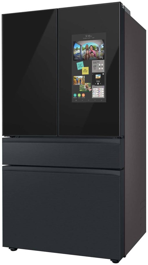 Samsung 29 Cu. Ft. Charcoal Glass Top And Family Hub Panels With Matte Black Steel Middle And Bottom Panels BESPOKE 4Door French Door Refrigerator - - Image 4