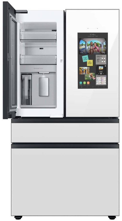 Samsung 29 Cu. Ft. Custom PanelReady With White Glass Family Hub Panel BESPOKE 4-Door French Door Refrigerator - - Image 6