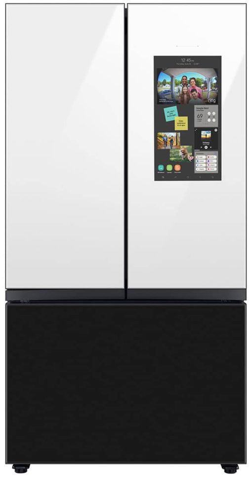 Samsung 30 Cu. Ft. Custom Panel-Ready With White Glass Family Hub Panel BESPOKE 3-Door French Door Refrigerator