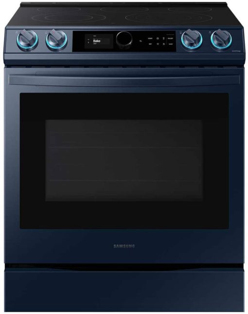 Samsung ADA 6.3 Cu. Ft. Fingerprint Resistant Navy Steel BESPOKE Front Control Slide-In Electric Range With Smart Dial & Air Fry