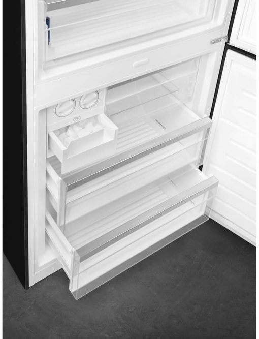 Smeg Portofino 28" Black Right-Hinge Bottom Mount Refrigerator with Manual Ice Maker - Image 10