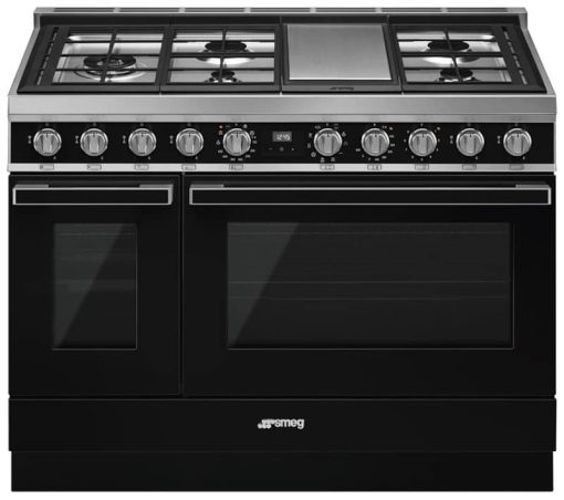 Smeg Portofino 48" Black Dual Fuel Range