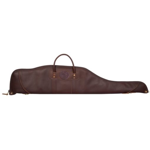 46 In. L Brown Smooth Leather Rifle Case With Scope