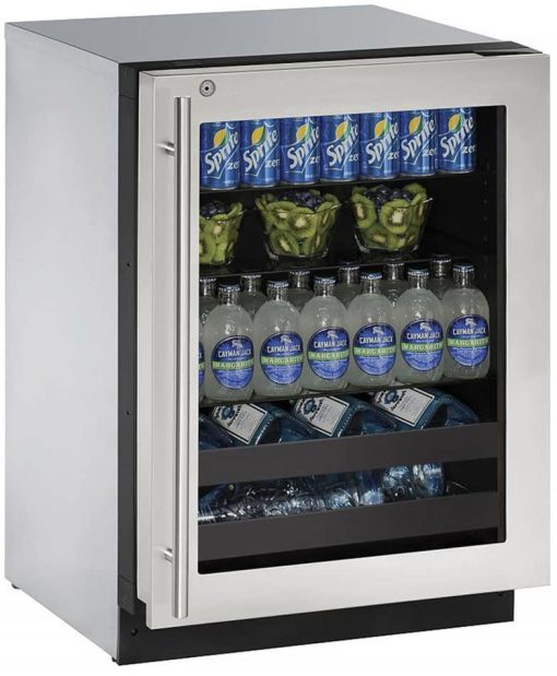 U-Line 24" Stainless Frame With Lock Left-Hinge Beverage Center