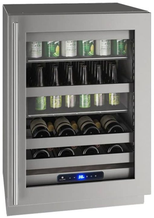U-Line 24" Stainless Frame With Lock Right-Hinge Beverage Center