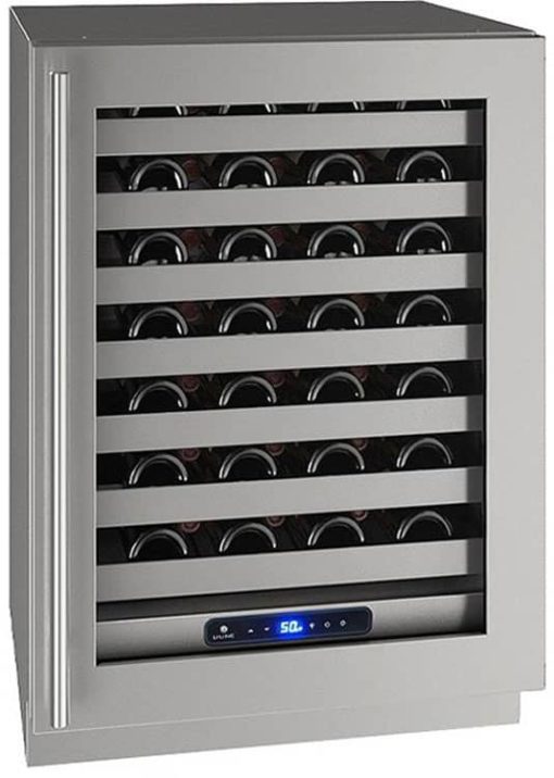 U-Line 24" Stainless Frame With Lock Left-Hinge Wine Refrigerator