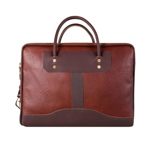 23 Liter Capacity Brown Trim Bison Leather Computer Briefcase - Image 2
