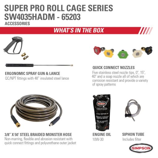 Simpson Super Pro Roll Cage Cold Water Professional Gas Pressure Washer 4000 PSI - Image 11