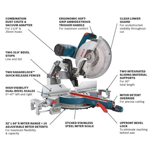 Bosch 12" Dual Bevel Glide Miter Saw with 18V EC Flexiclick 5 In 1 Drill/Driver System Kit Bundle - Image 2