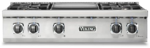 Viking 5 Series 36" Stainless Steel Liquid Propane Gas Rangetop With Griddle