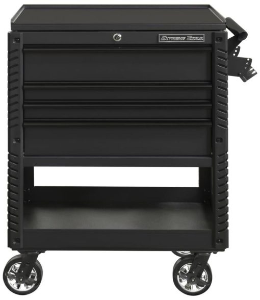 33" 4 Drawer Deluxe Tool Cart with Bumpers, Matte Black with Black Drawer Pulls