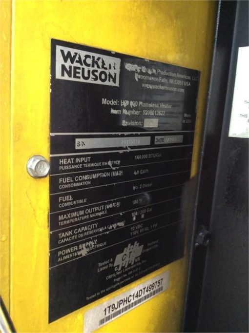 Wacker Neuson Heater Flameless Indirect Fired Towable HIF690 - 2013 Used - Image 19