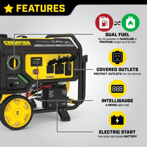 Champion Generator Dual Fuel Portable with Electric Start 3500 Watt - Image 5