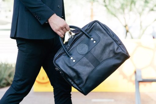 10 Liter Capacity Black Standard Small Pebbled Leather Briefcase - Image 2