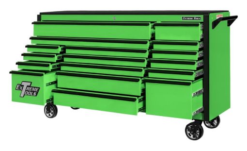 DX Series 72" 17 Drawer Deep Roller Cabinet - Green with Black Drawer Pulls - Image 2
