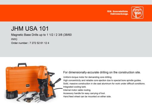 JHM USA101 SLUGGER Magnetic Drill 1-1/2 In. Capacity - Image 2