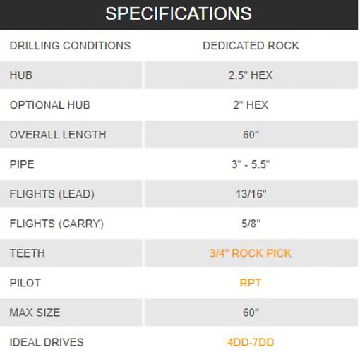 6" Dedicated Rock Auger - Image 3