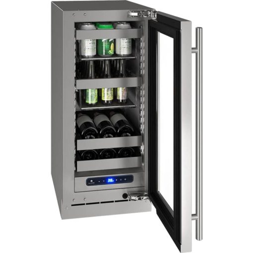 U-Line 15" Stainless Frame With Lock Left-Hinge Beverage Center - Image 3