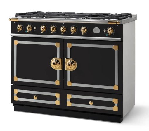 La Cornue CornuFe 110 43" Matte Black With Polished Brass Dual Fuel Range - Image 2