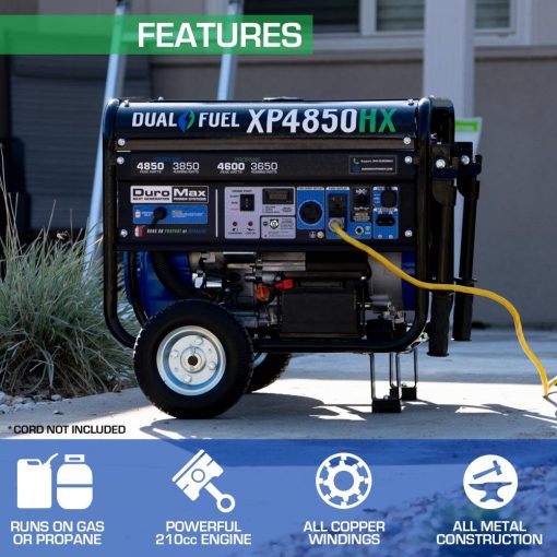 DuroMax Generator Dual Fuel Gas Propane Portable with CO Alert 4850 Watt - Image 4