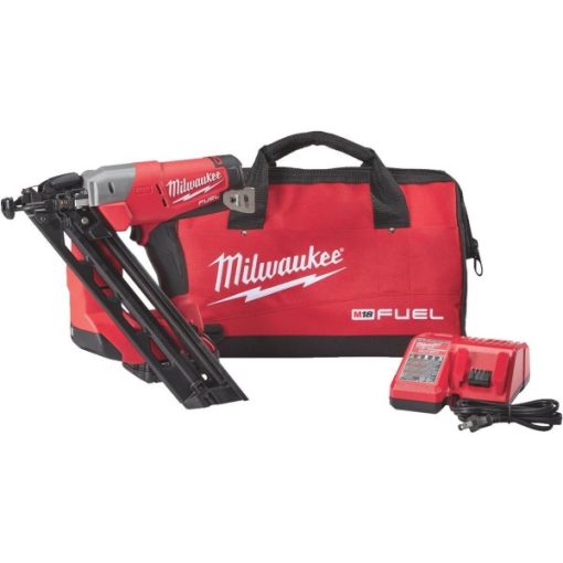Milwaukee M18 FUEL 18 Volt Lithium-Ion Brushless 15-Gauge 2-1/2 In. Angled Cordless Finish Nailer Kit
