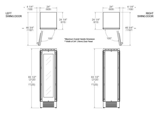 Bertazzoni 24" Panel Ready Right-Hinge Built-In Wine Cellar Column - Image 5