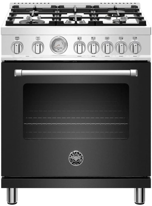 Bertazzoni Master Series 30" Nero Matt Freestanding Dual Fuel Range