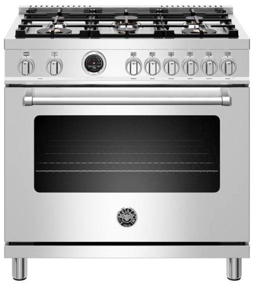 Bertazzoni Master Series 36" Stainless Steel Dual Fuel Range With Electric Self-Clean Oven
