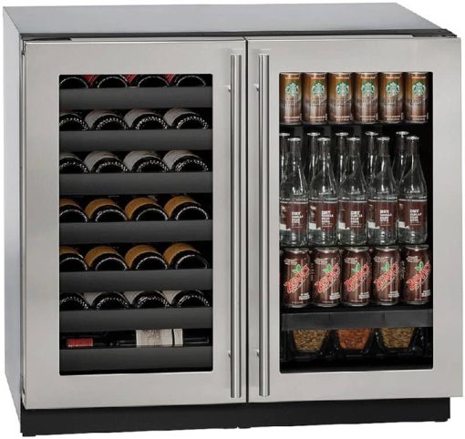 U-Line 3000 Series 36" Stainless Frame Dual-Zone Beverage Center