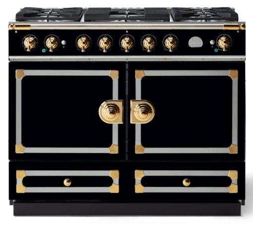 La Cornue CornuFe 110 43" Gloss Black With Polished Brass Dual Fuel Range
