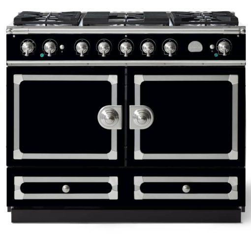 La Cornue CornuFe 110 43" Gloss Black With Satin Chrome Dual Fuel Range