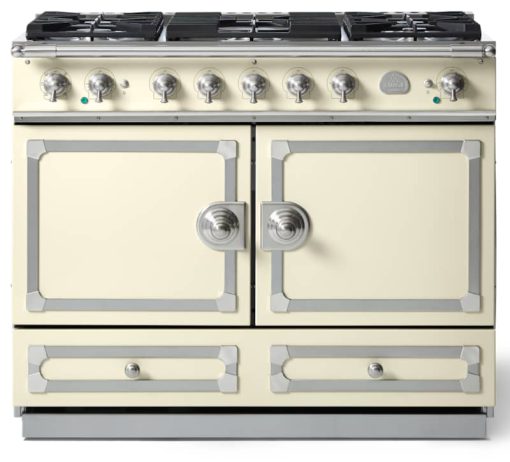 La Cornue CornuFe 110 43" Ivory White With Satin Chrome Dual Fuel Range