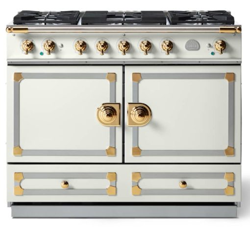 La Cornue CornuFe 110 43" Pure White With Polished Brass Dual Fuel Range