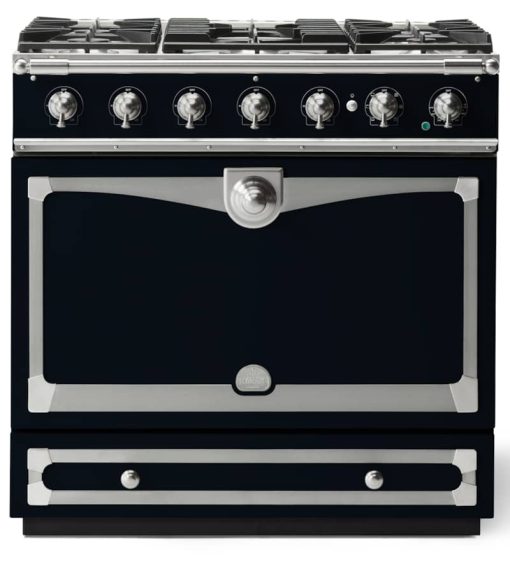 La Cornue CornuFe 90 36" Dark Navy Blue With Satin Chrome Dual Fuel Range